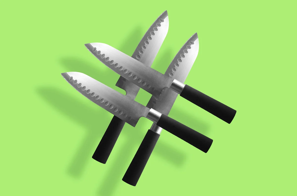 four black kitchen knives - best kitchen knives for home chefs on a budget