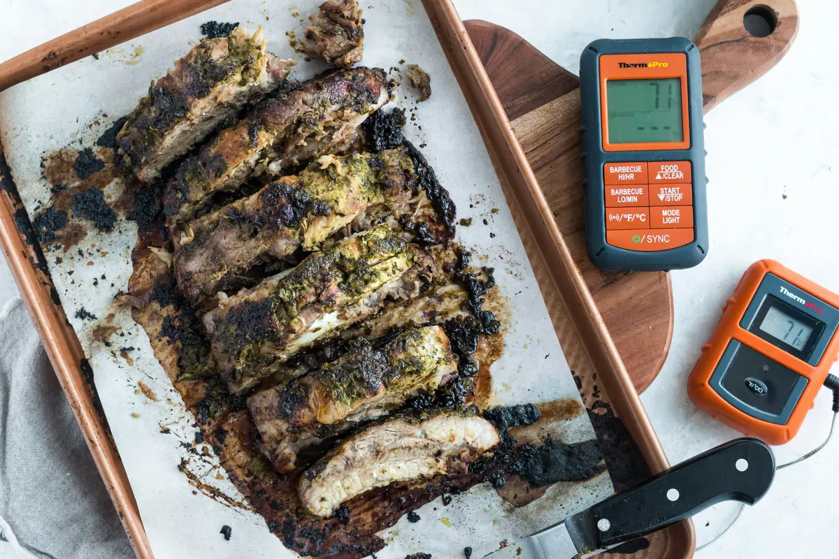 Delicious BBQ Thai style ribs. - best meat thermometers for perfect grilling